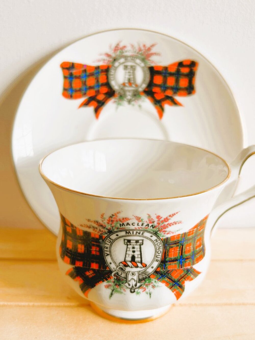 Scottish Clan MacLean Vintage Teacup and Saucer Set